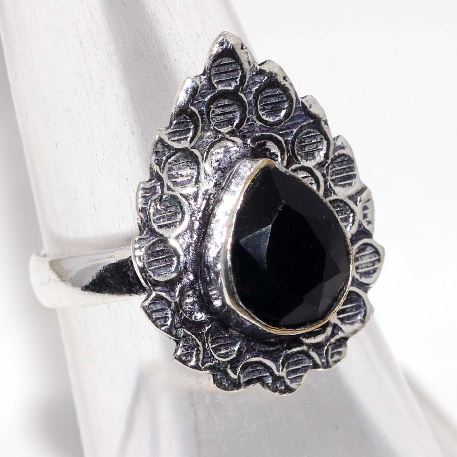 Black Onyx 925 Silver Plated Gemstone Handmade Ring US 7 New Arrival JW