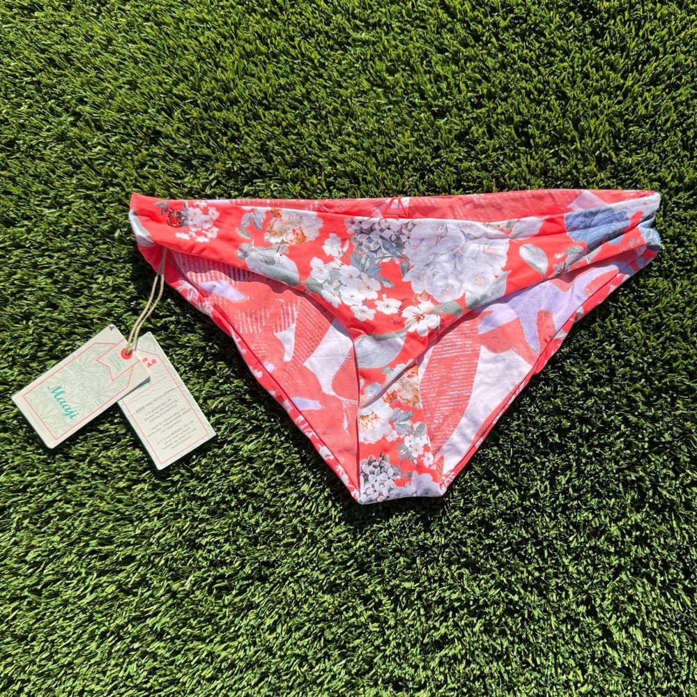 Maaji Sublimity Reversible Bikini Bottoms Coral White Size L 2247SBC06LG NEW