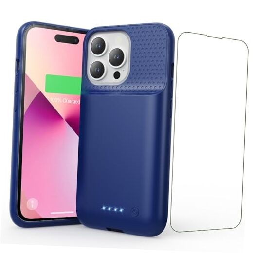 Ultra Blue Battery Case for iPhone 14 13 & 13 Pro 6.1 Inch 2024 Upgraded Extended Power