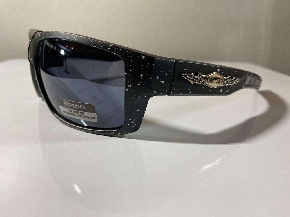 Men's speckled frame riding sunglasses with smoke black lenses