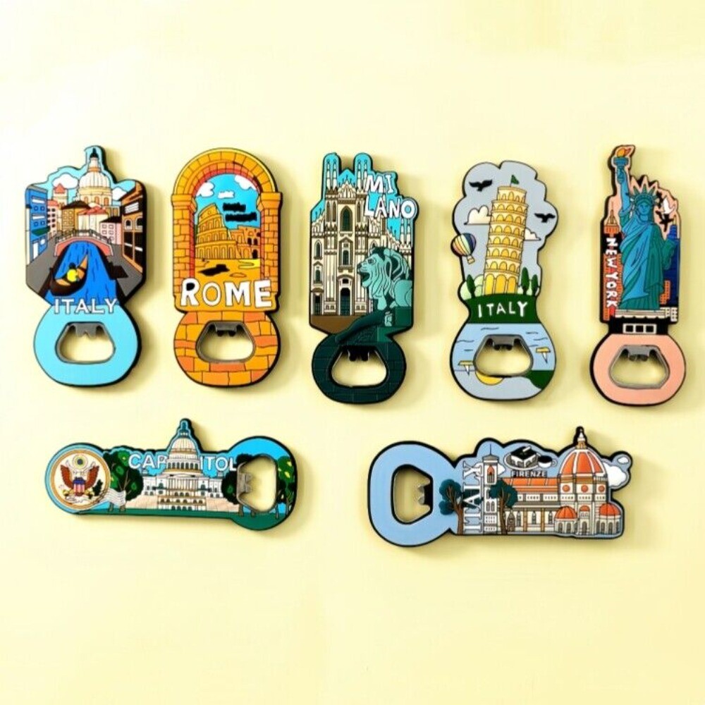 Italy USA Fridge Magnets Beer Bottle Openers Refrigerator Sticker Home Souvenirs