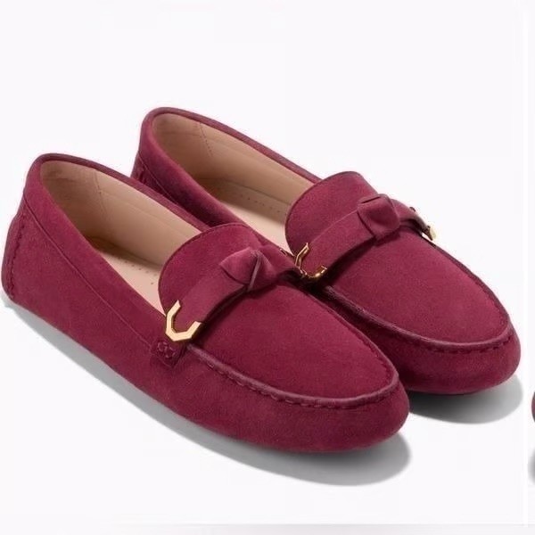 Cole Haan Evelyn Bow Driver Women's Bloodstone Suede Size 8 New In Box