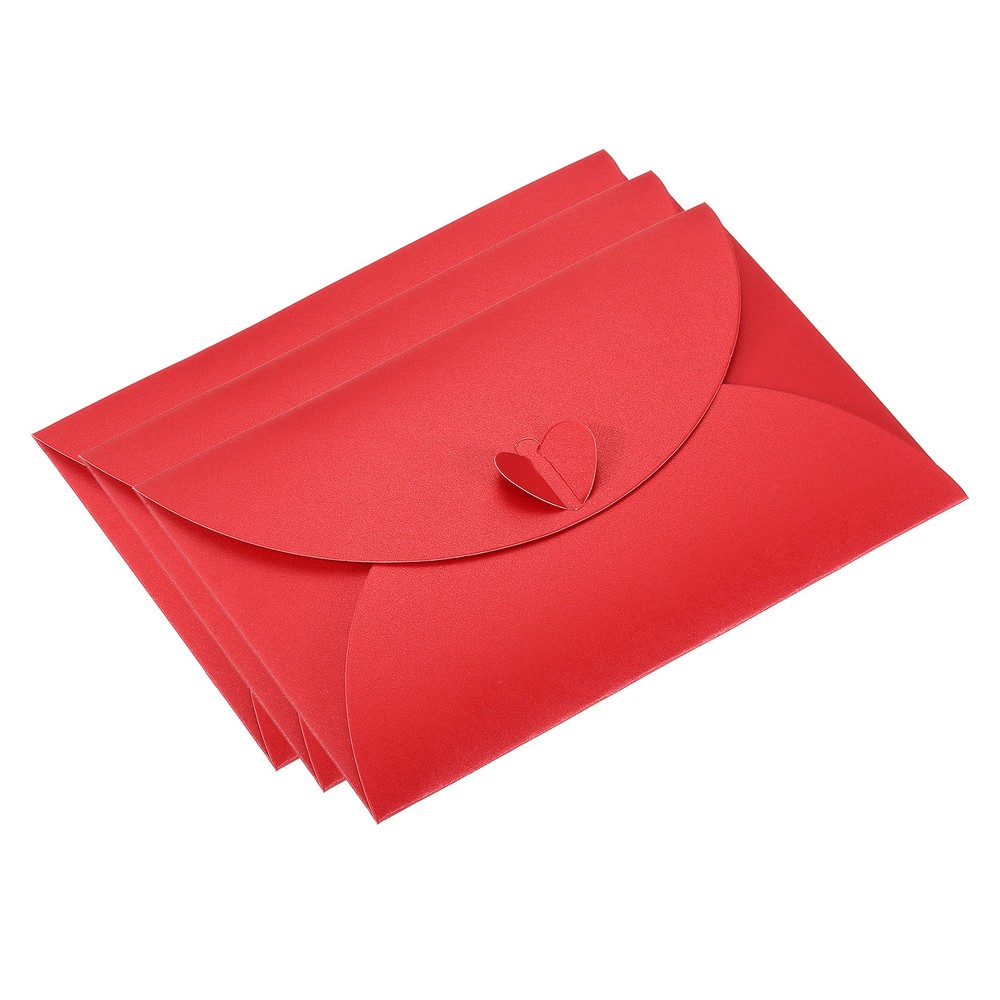 24pcs Gift Card Envelopes, Heart Shaped Clasp Mini Envelope, Red-image