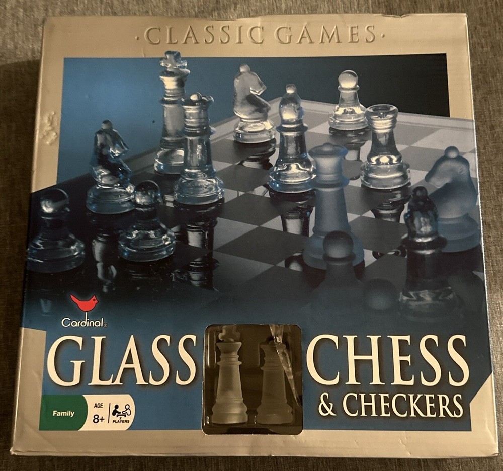 Cardinal Glass Chess And Checkers Set Complete and NEW