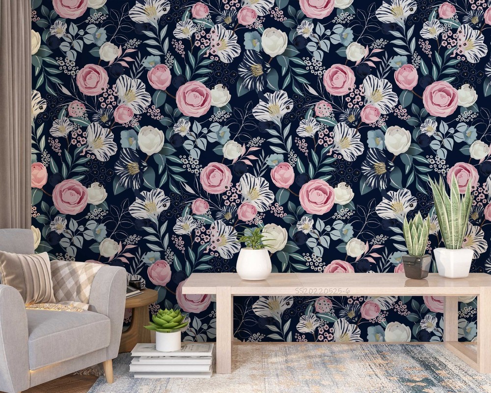 3D Flowers Flora Watercolor Pattern Wall Murals Wallpaper Murals Wall Sticker