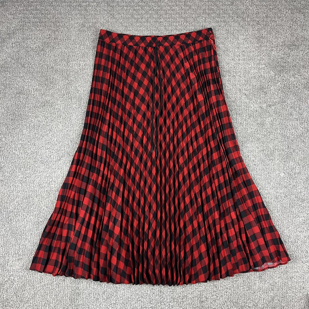 Woolrich X Target Skirt Womens Large Red Plaid Pleated Midi Preppy
