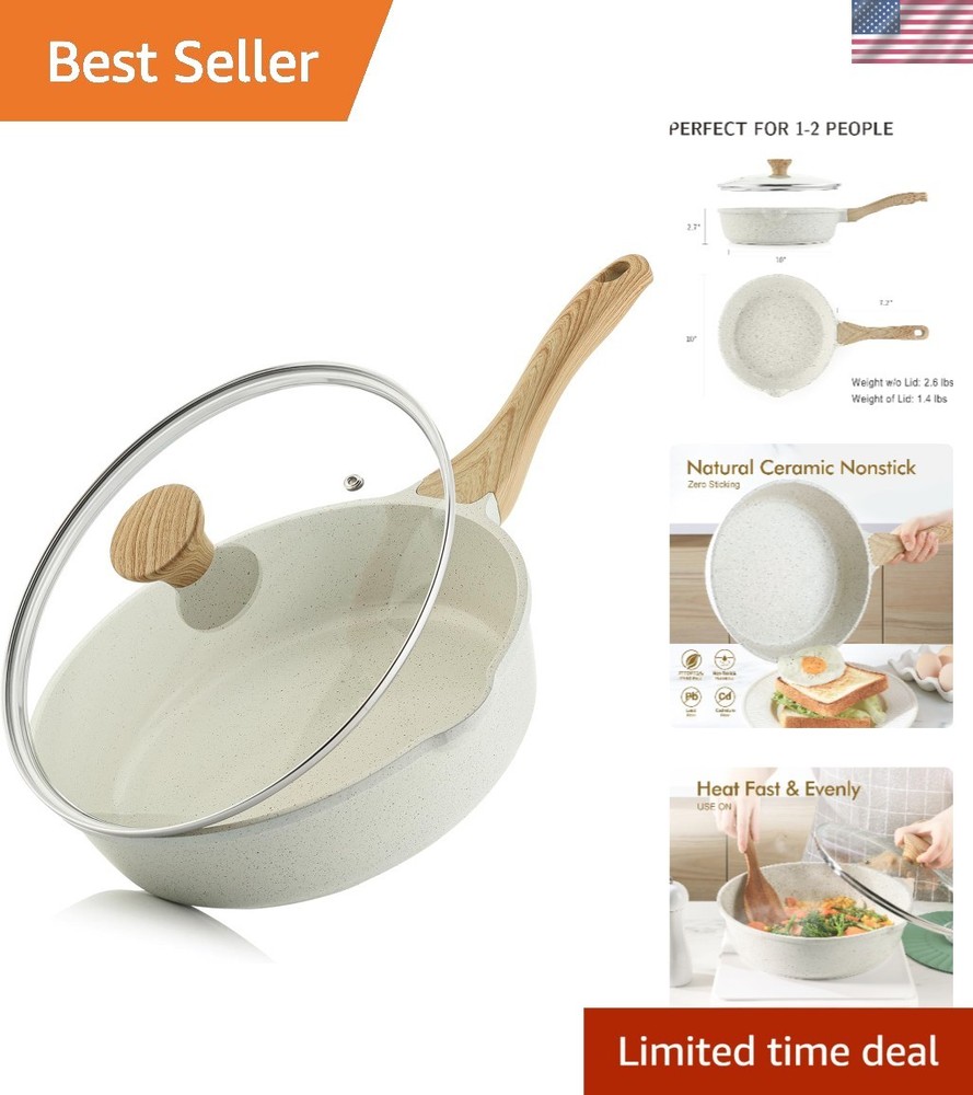 Induction Compatible 10-Inch Ceramic Saute Pan with Glass Lid & Stay Cool Handle