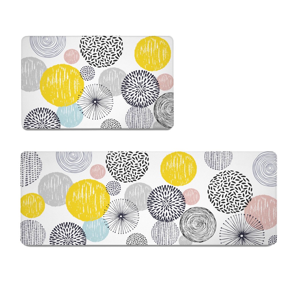 Sunflower Kitchen Rug Set Vintage Floral Farmhouse Anti-Fatigue Yellow Decor