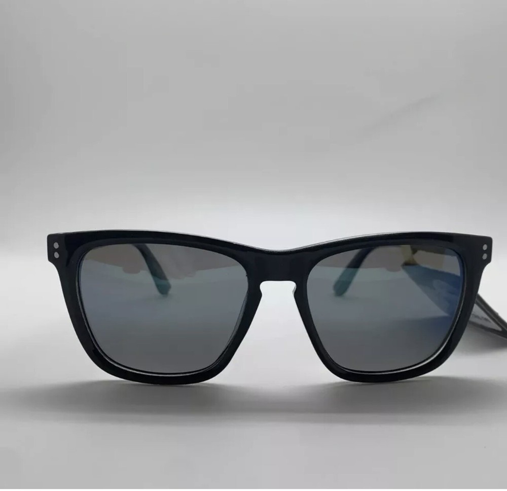 New Foster Grant Men’s Blue Mirror Lens Black Polarized Sunglasses NWT