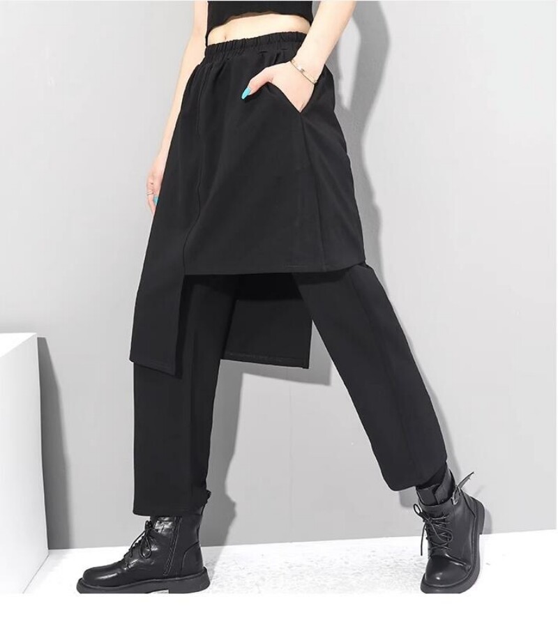 Street Casual Loose Irregular Skirt Pants Trousers Japanese Straight Pants Women