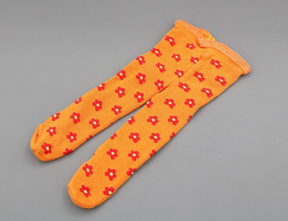 American Girl Bitty Baby Twins Orange Flower Tights for 18-Inch Doll Outfit