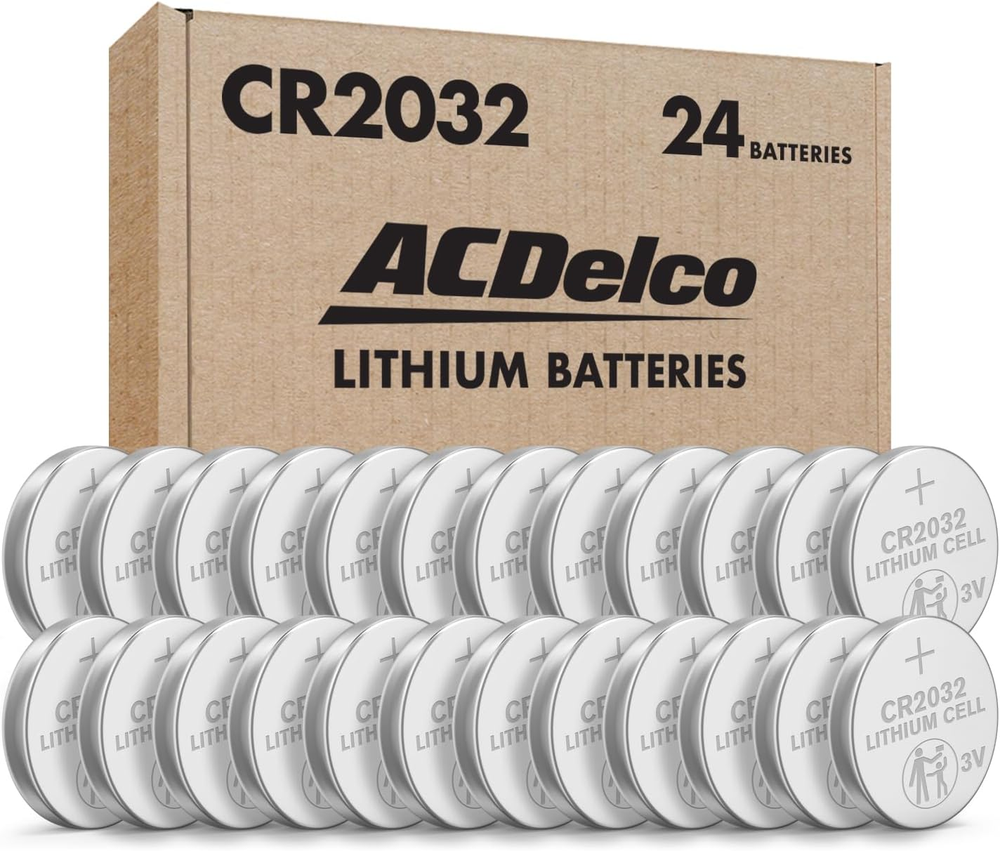 Acdelco 24-Count CR2032 Batteries, Lithium 3V Coin Cell Button Battery Pack