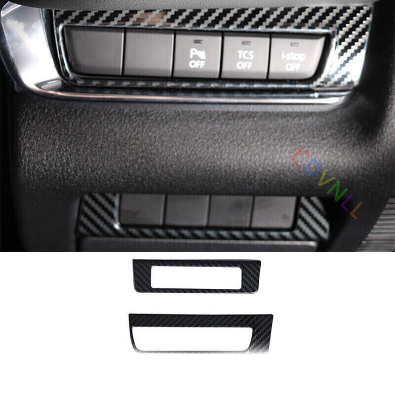2*For Mazda CX-30 2020-22 Carbon Fiber Steel Headlight Switch Control Frame Trim
