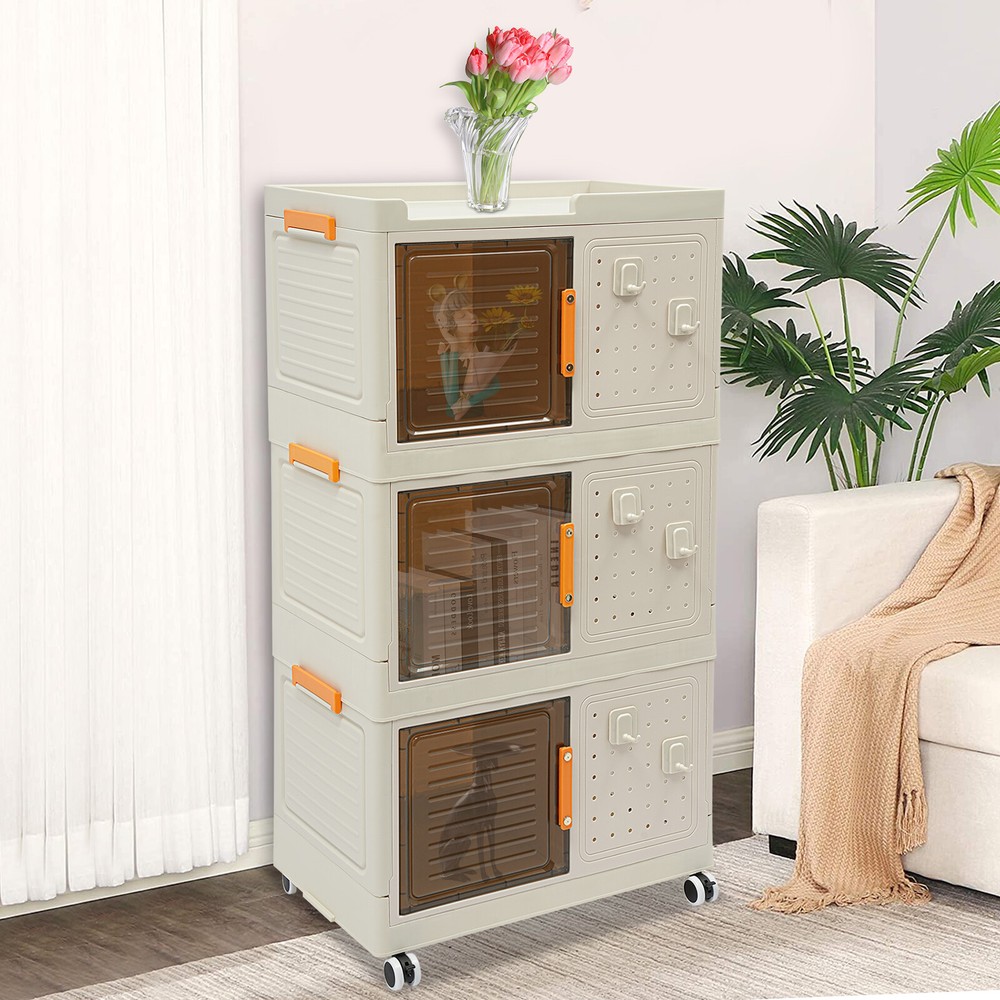 3-Tier Freestanding Storage Cabinet for Bathroom or Kitchen Pantry Organizer