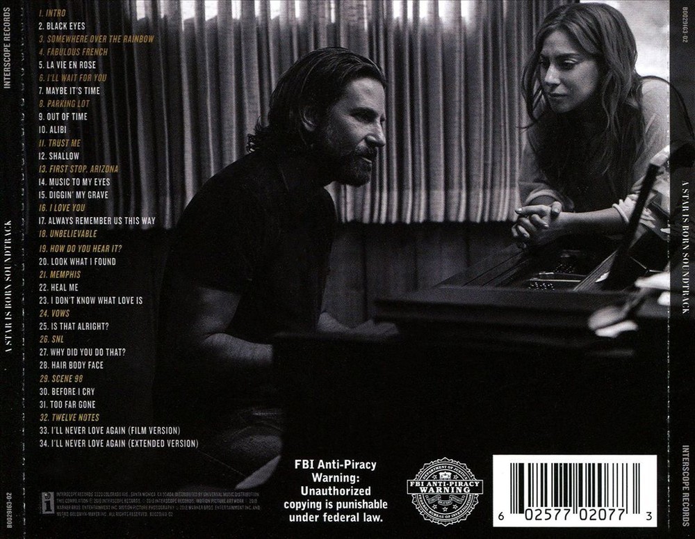LADY GAGA/BRADLEY COOPER A STAR IS BORN [ORIGINAL MOTION PICTURE SOUNDTRACK] [CL