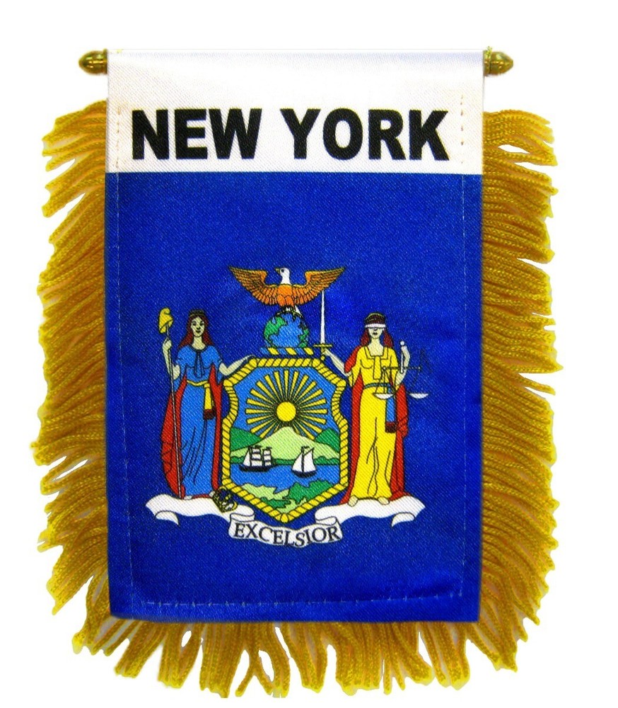 New York State Mini Banners - Perfect for Rearview Mirrors & Room Decor