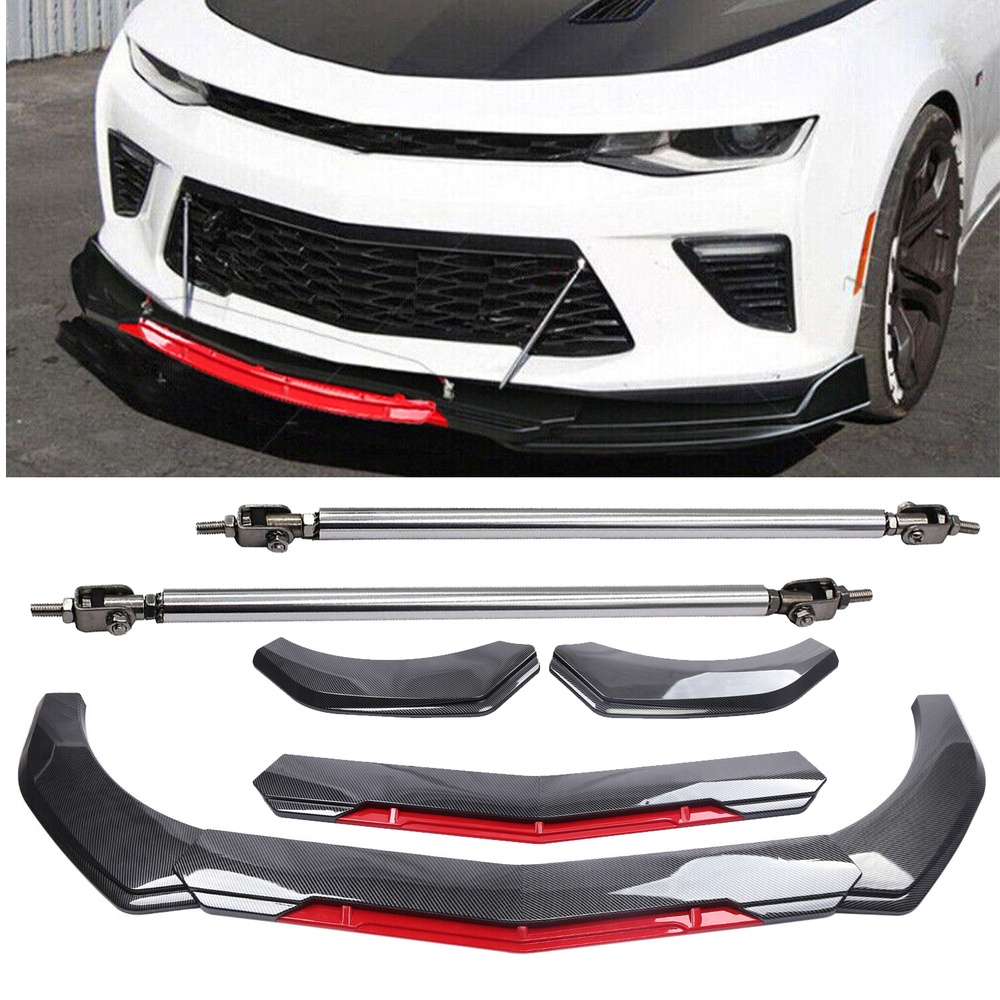 Chevrolet Chevy 2 Front Bumper Lip Spoiler Splitter Strut Rod Carbon Fiber