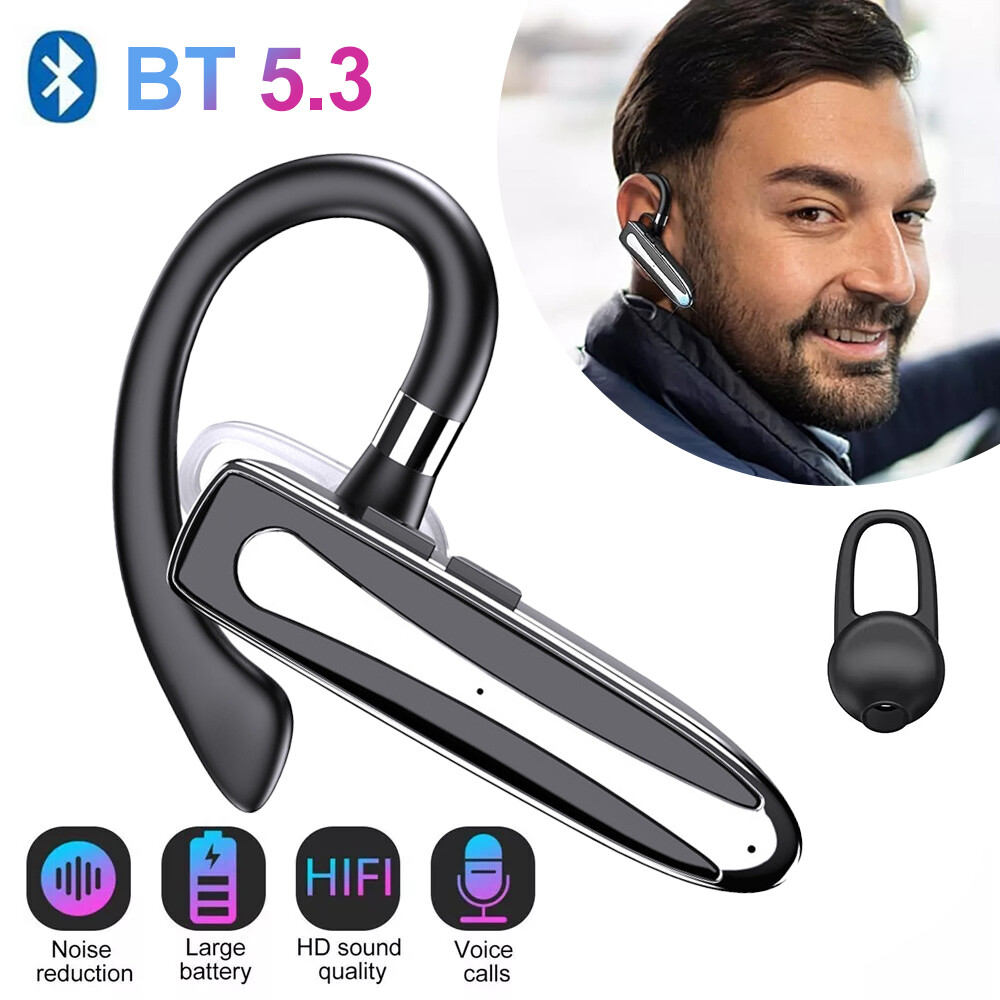 Bluetooth 5.3 Wireless Earpiece Headphones Earbuds Handsfree Headset Dual Mic US