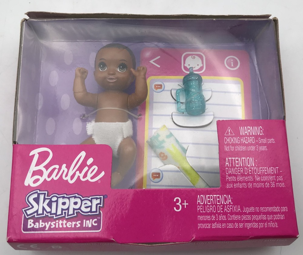 2018 Mattel Barbie Skipper Babysitter African American Doll with Accessories