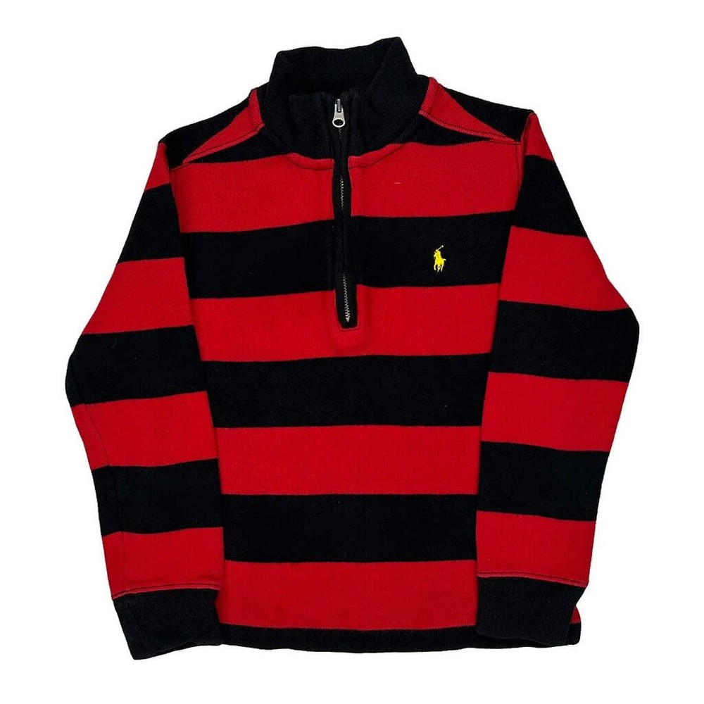 Age 6 Polo By Ralph Lauren Striped 1/4 Zip - XS Black Cotton