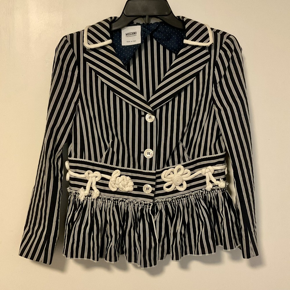 MOSCHINO Cheap and Chic Vintage Women's Striped Jacket Embellished Size 8