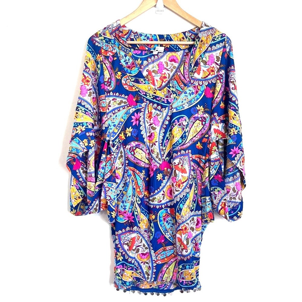 Trina Turk Womens Floral Resort Tunic Swim Cover Dress Size S Tropical Beach