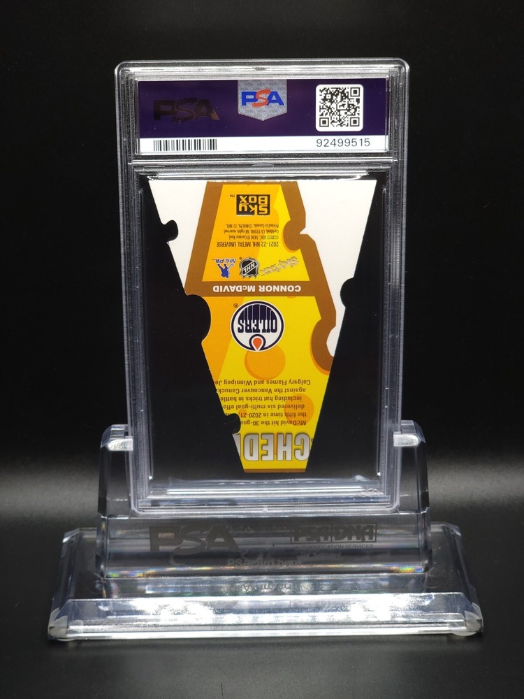Rare Misprint Error Connor McDavid 2021 Metal Universe Cheddar Die-Cut PSA Graded Card