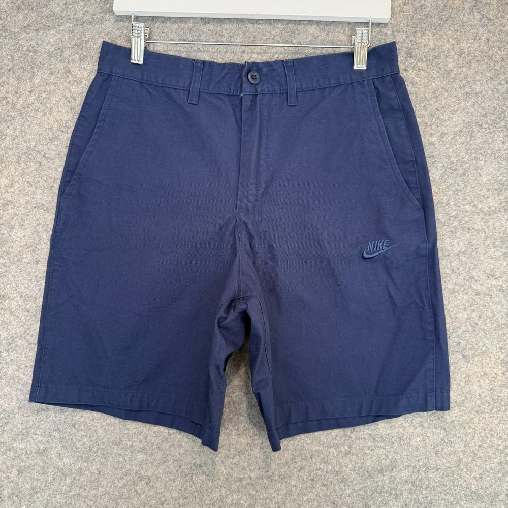 Nike Club Chino Shorts Men 30 Navy Blue Cotton 8