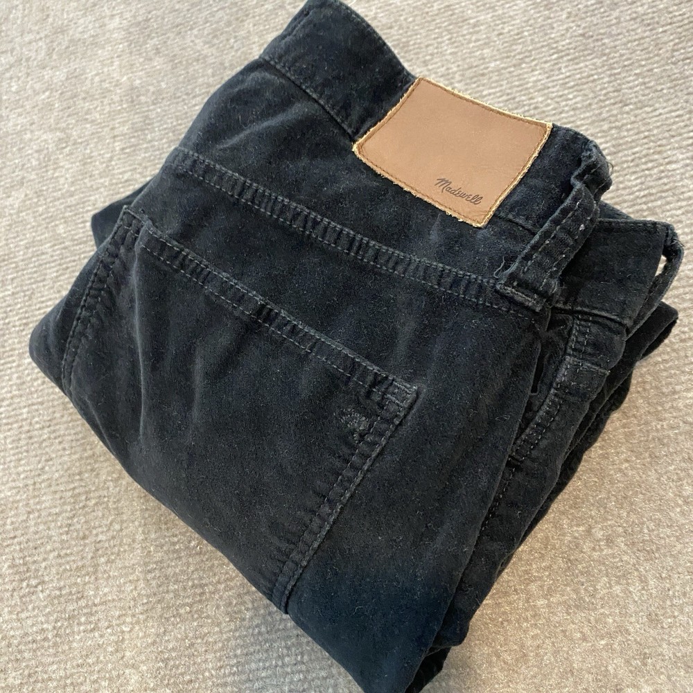 Madewell Women Size 29 Black Velvet Skinny Pants 10 Inch High Rise Cotton Blend