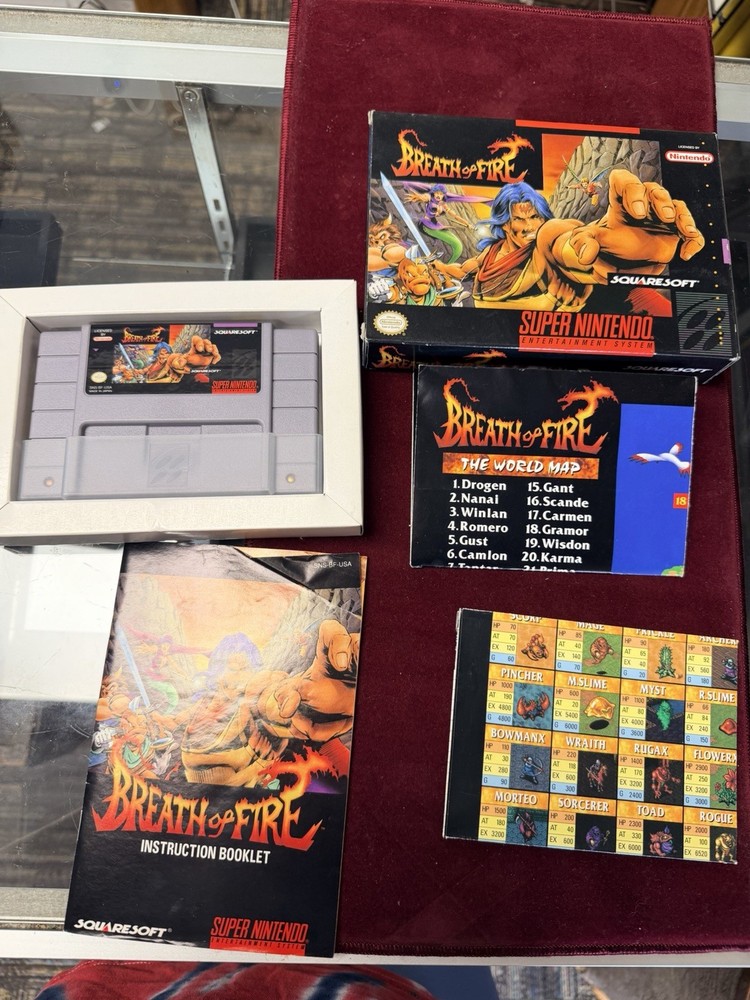 Breath of Fire (Super Nintendo Entertainment System, 1994) W/ Map Manual Poster