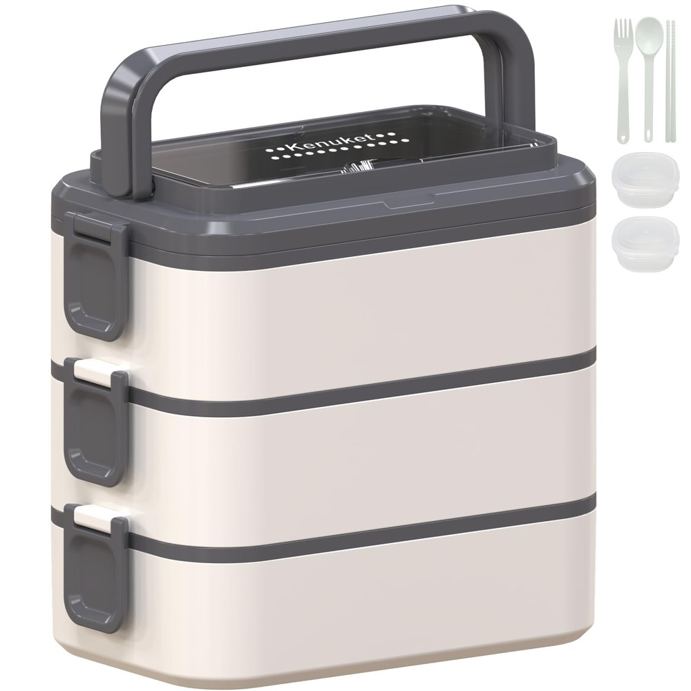 Stackable 3-Layer Bento Lunch Box 3000ML Large Capacity for Adults On-the-Go