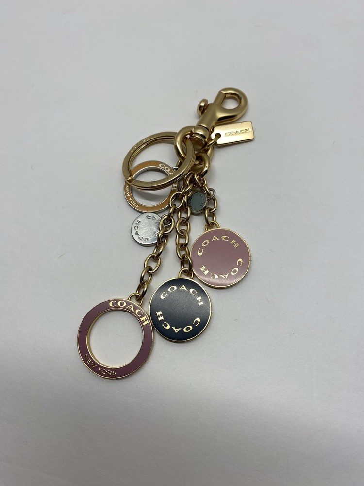 Coach Circles Keychain in Gold & Multi-Color with Logo Charm #1596