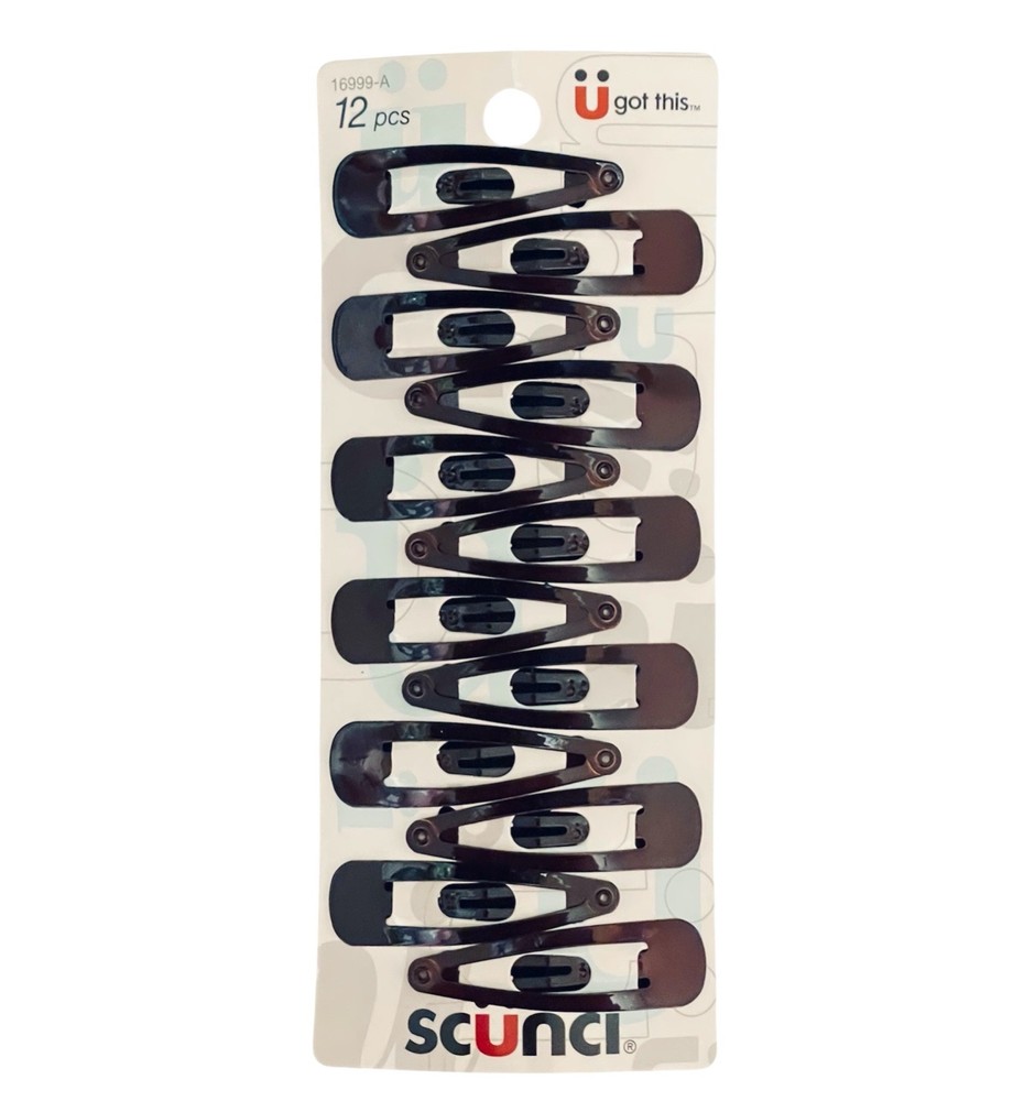 Scunci Metal Snap Clips Brown 12 pcs
