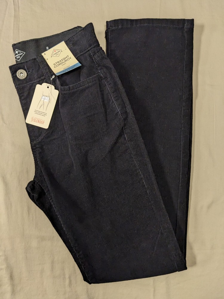 NWT: St. John's Bay Black Straight Leg Corduroy Pants - Size 2