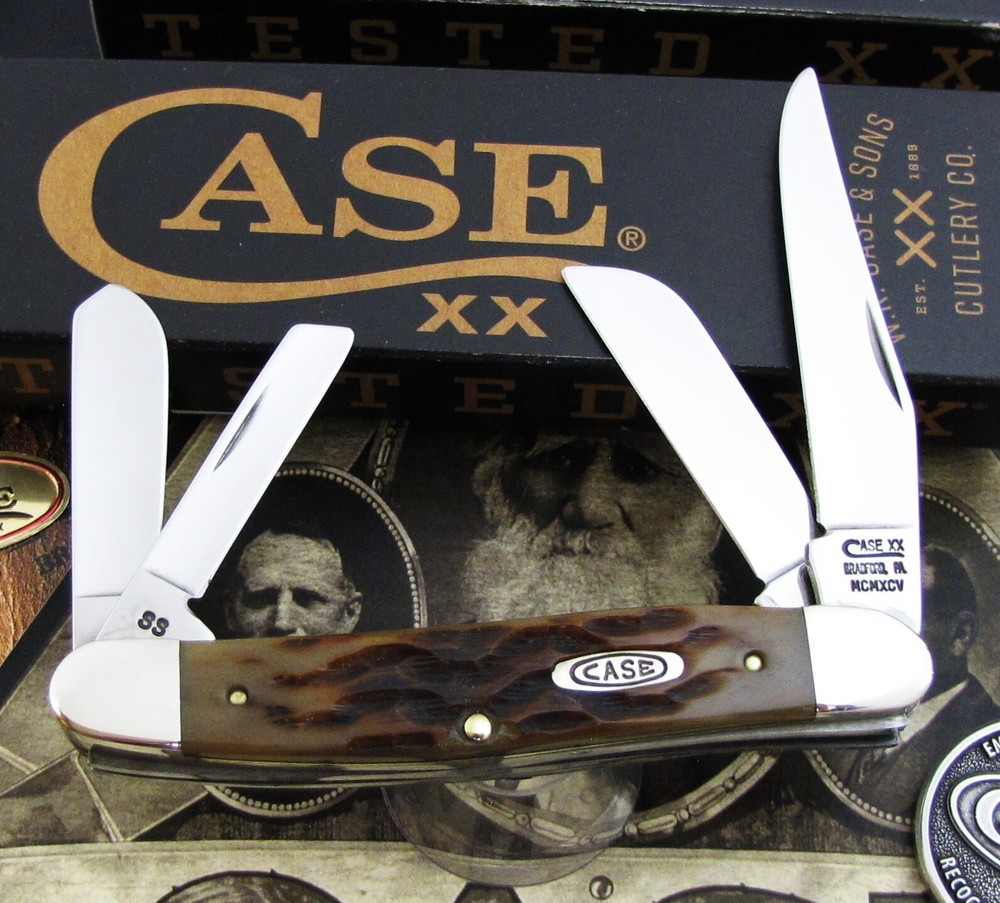 Case XX ROMAN NUMERAL 4 Blade Stockman Knife 1995 SFO Peachseed Bone Mint! NR