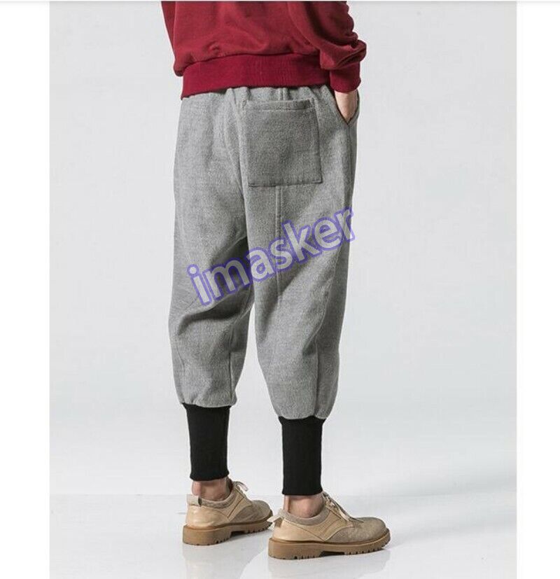 Men's Thick Winter Wool Harem Pants Casual Cotton Trousers for Party
