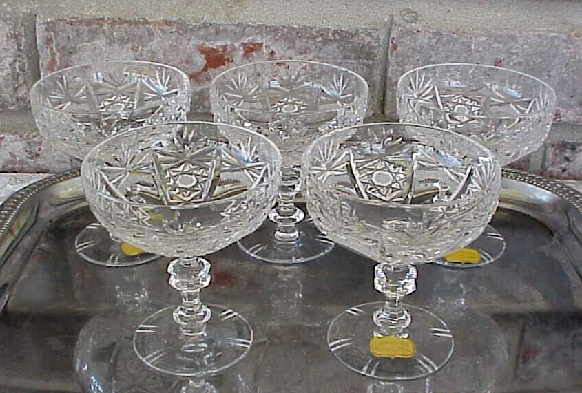 Vintage Bleikristall Crystal Cordial Glasses (5) Sherry Coupe 3 1/4
