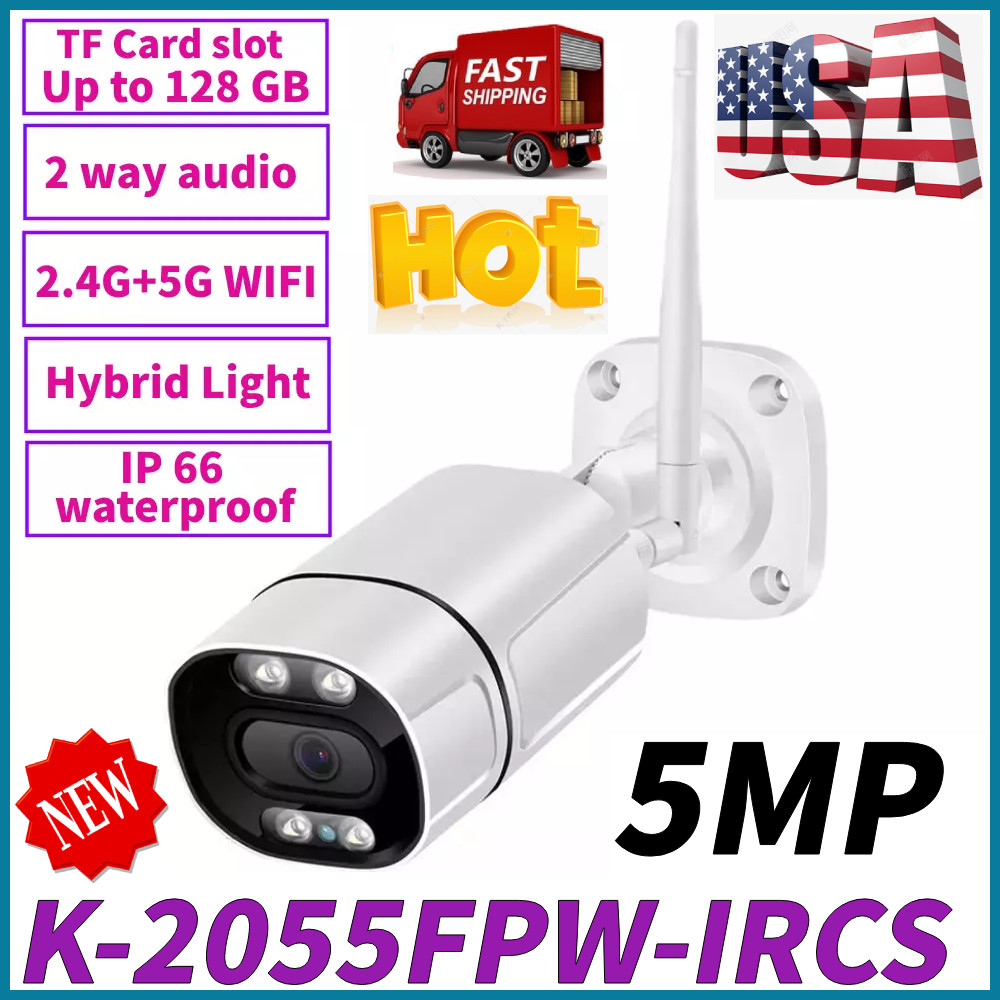 5MP WIFI POE 5G HD Night Vision IP66 Security Bullet Camera with Two-Way Audio