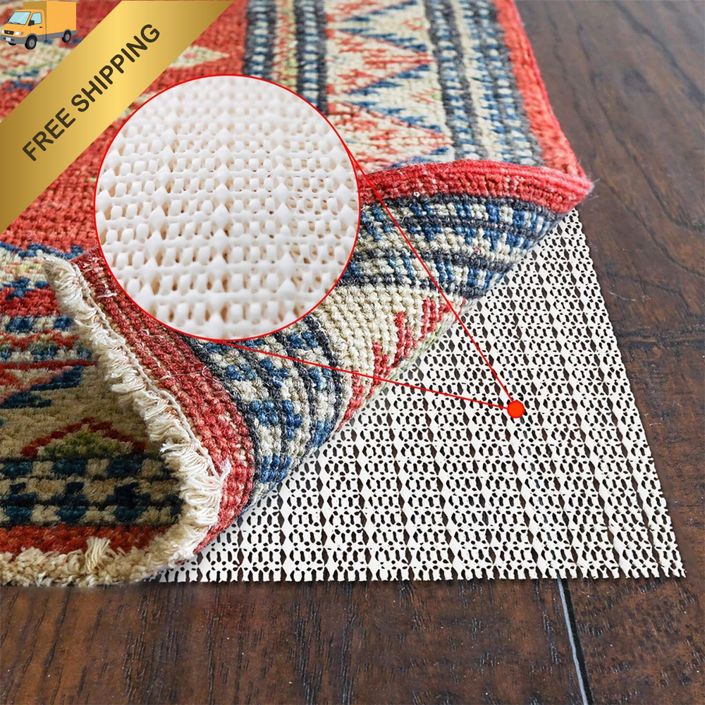 3x5 Non-Slip Area Rug Pad Gripper for Any Hard 3' x 5' (Rectangular), Beige