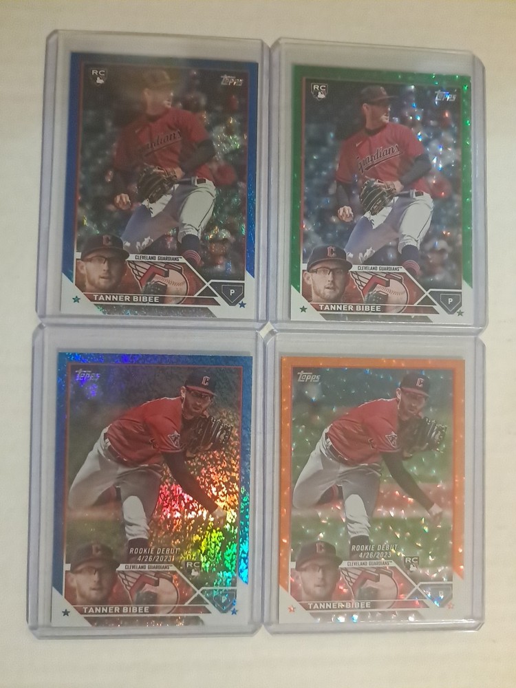 2023 Topps Tanner Bibee Rookie Parallel Green Blue Orange Foil #US168/US107