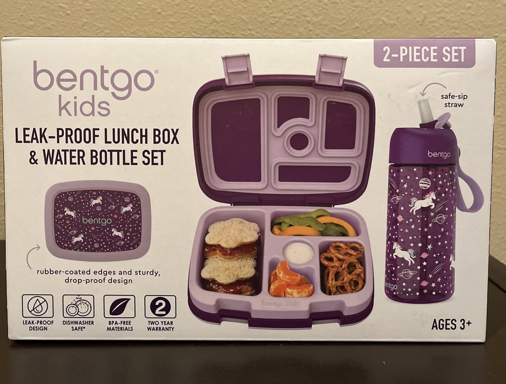 Bentgo Kids Leak-Proof Lunch Box & Water Bottle, 2-Piece Set, Space Unicorn NEW