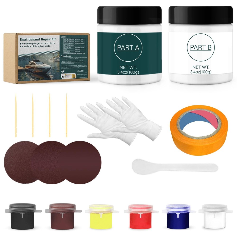 Boat Gel Coat Repair Kit with Color Match for Marine Fiberglass