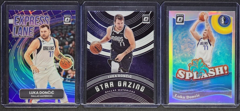 Exclusive Luka Doncic 2022-24 Panini Optic Lot of 3 Cards Featuring Dallas Mavericks All-Star Highlights