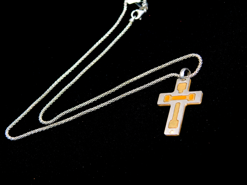 Pendant Cross in 925 Sterling Silver with Chain and italian Necklace of Men