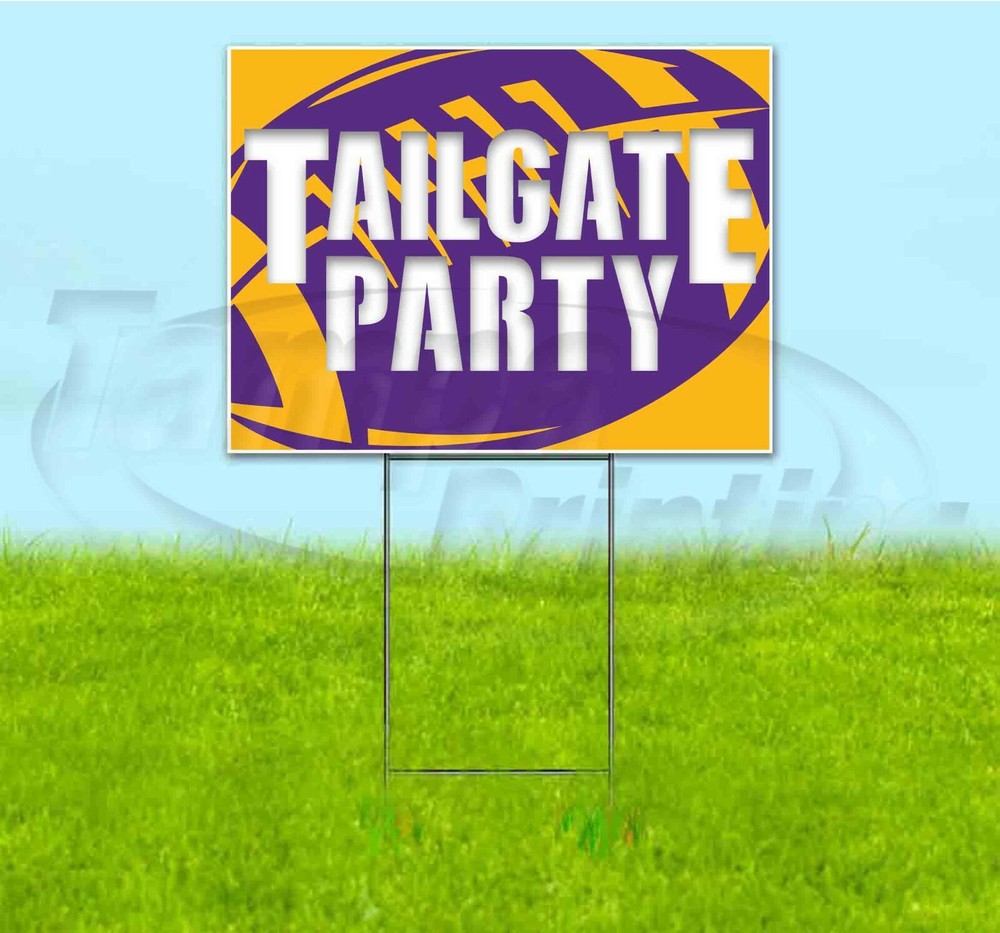 TAILGATE PARTY VIKINGS 18x24 Yard Sign WITH STAKE Corrugated Bandit FOOTBALL