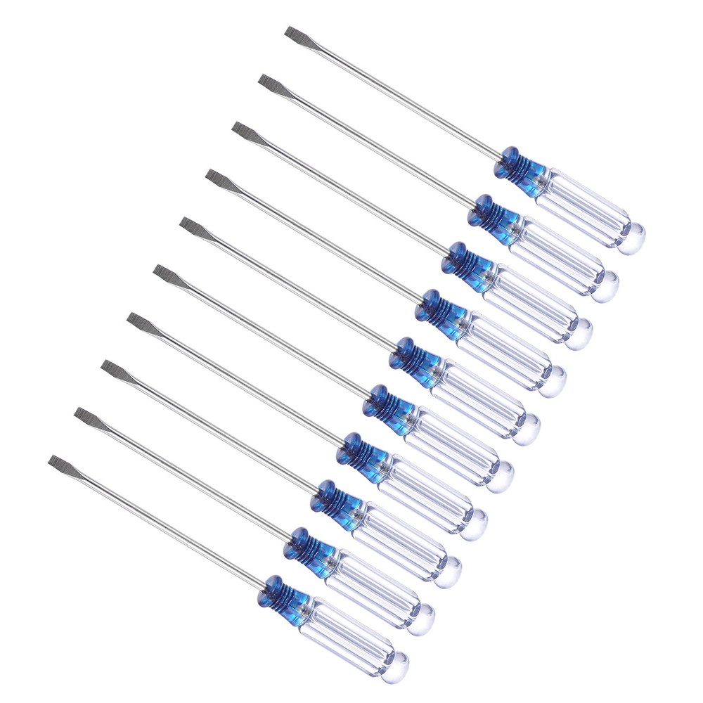 10pcs 3.0mm Slotted Screwdriver 127mm with Anti-Slip Handle