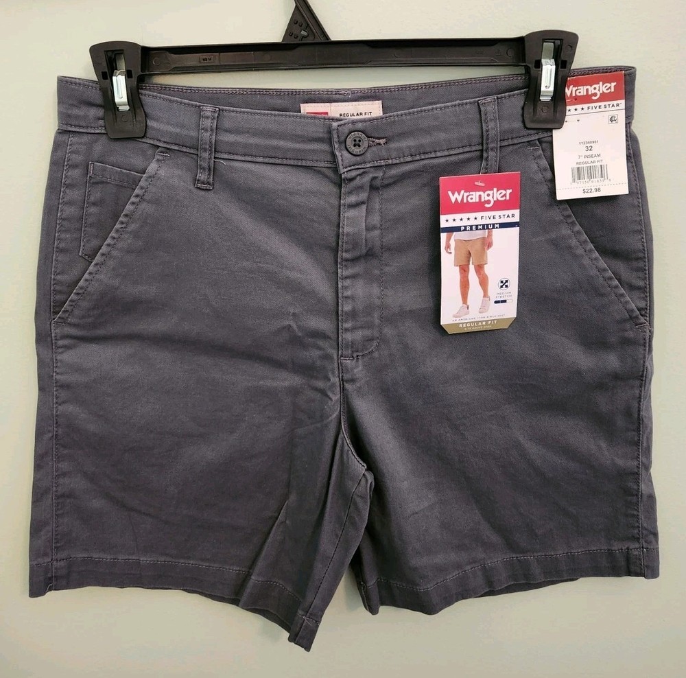 Wrangler Men's SIZE 32 Regular Fit Flat Front Shorts PEWTER GRAY 7