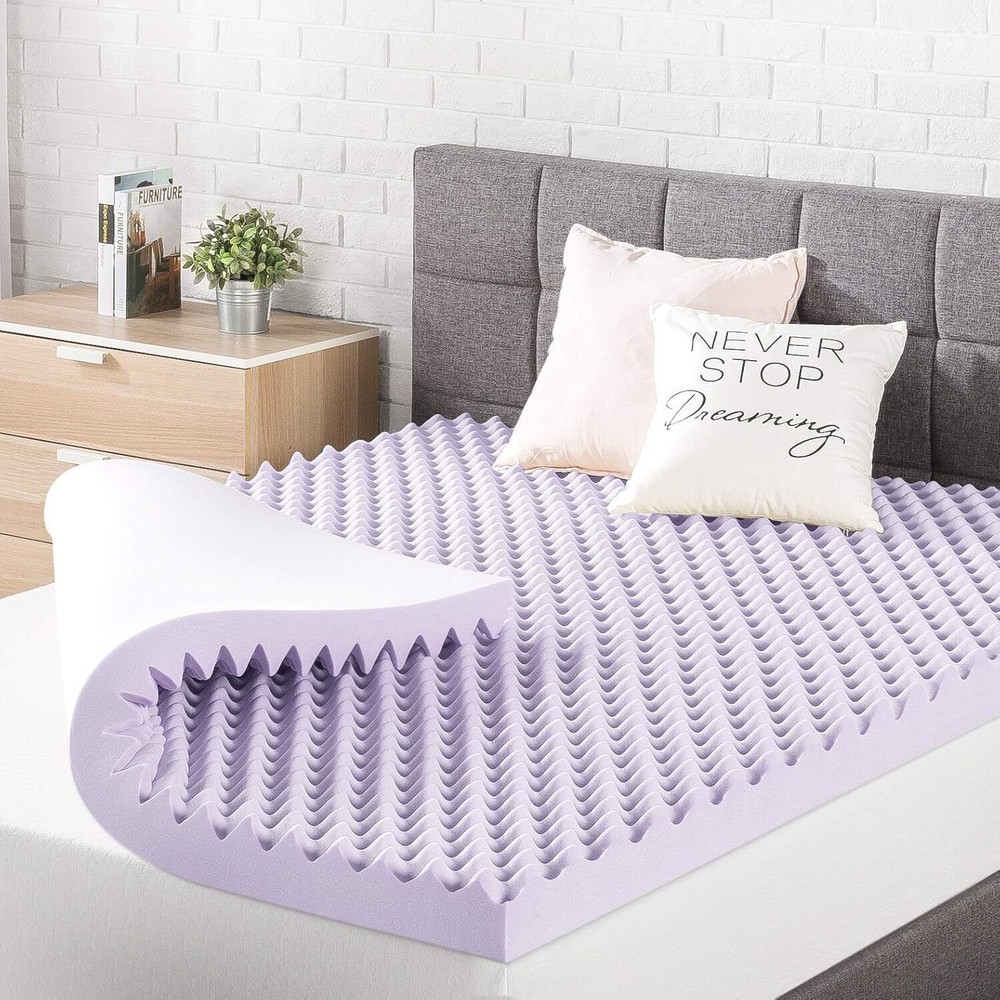 3 in Egg Crate Memory Foam Mattress Topper with Soothing Lavender Infusion Twin