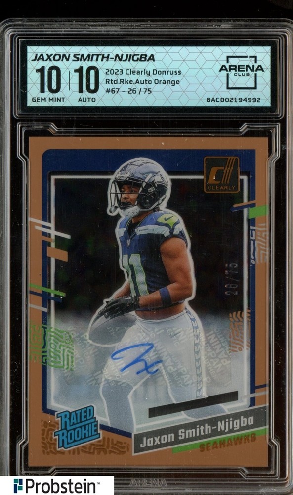 2023 Panini Clearly Donruss Orange Jaxon Smith-Njigba RC AUTO /75 AC 10