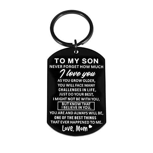 Birthday Christmas Gifts for Son from Mom To My Son Inspirational Keychain